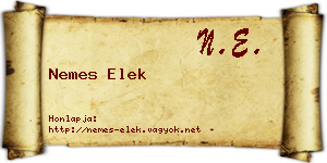 Nemes Elek névjegykártya